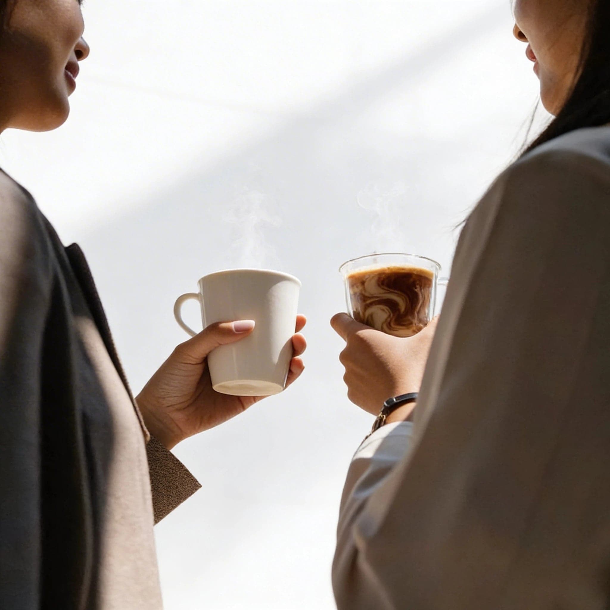 Friends enjoying a calm coffee ritual with STUNN